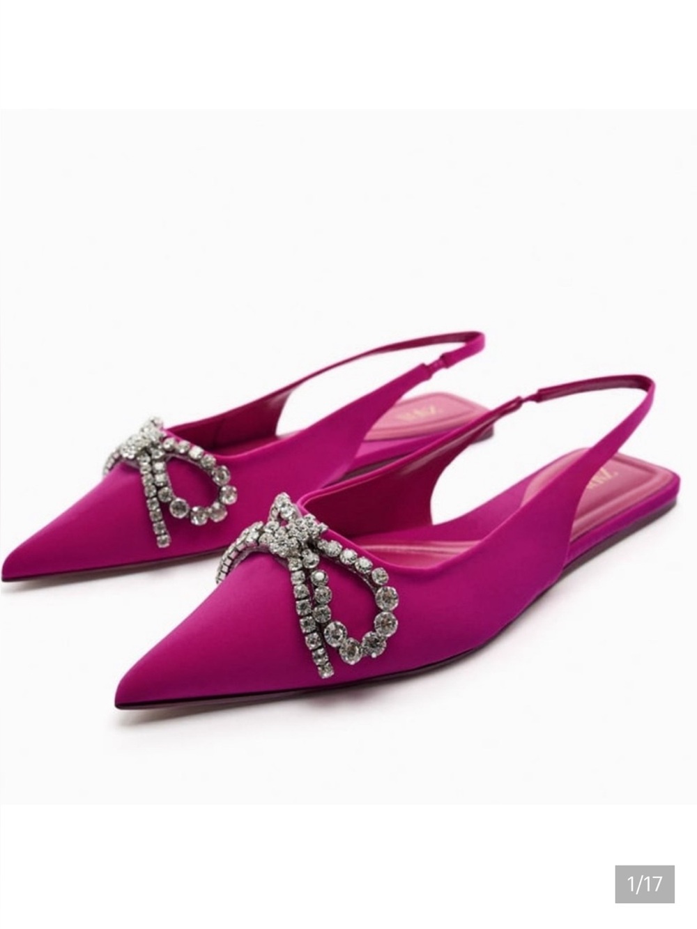 Zara Fuchsia Slingback Flats with Cristal Bow